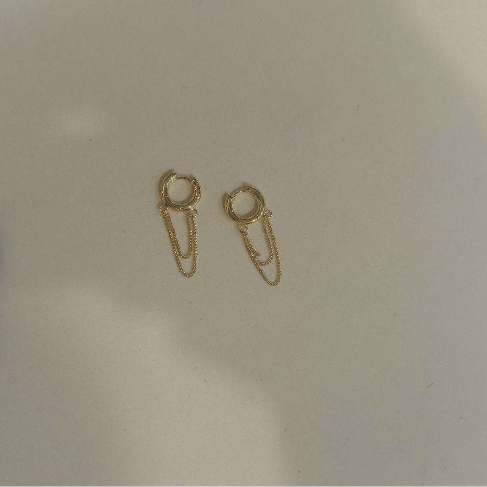 PANDORA, Elegant Gold Chain Hoop Earrings